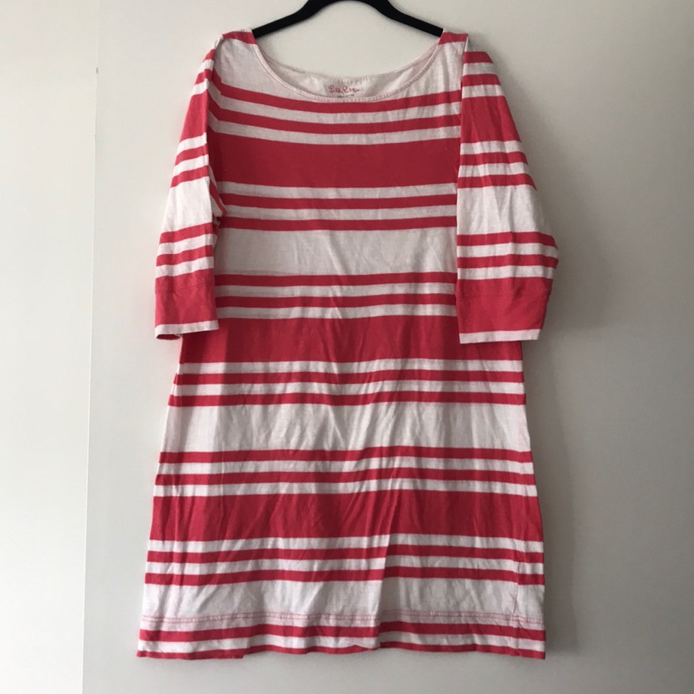 Coral and white striped Lilly dress ☀️